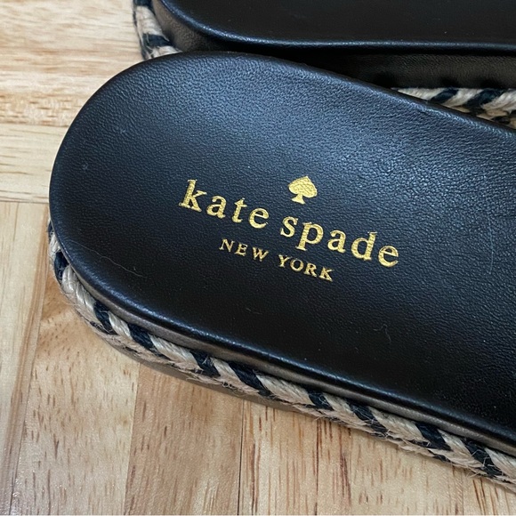 KATE SPADE “Zahara” Ruffle Trim Black Slides Espadrille Size 7.5 - Picture 13 of 15